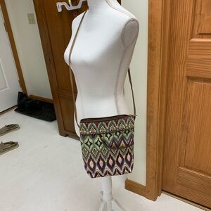 Danny K Beverly Hills crossbody bag purse 10x9 brocade top zip front pocket